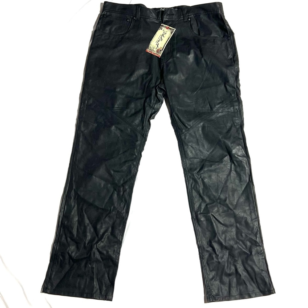 Men's Black Faux Leather Pleather Shiny Jeans